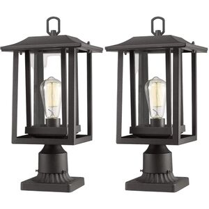 Outdoor Set of 2 Large Exterior Post Lantern with 3-Inch Pier Mount Bases
